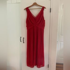NWT White House Black Market red pleated midi dress